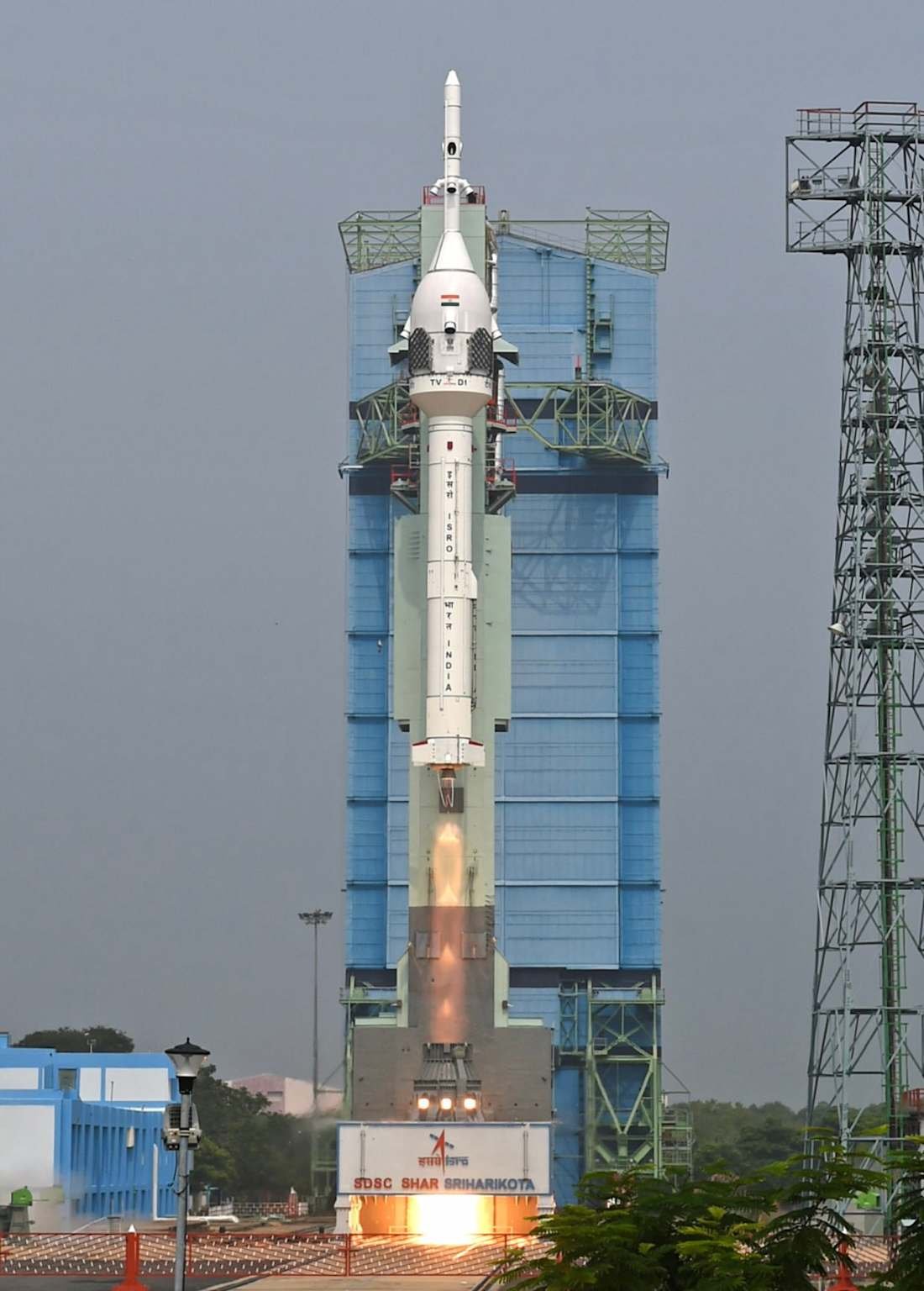 ISRO's Test Vehicle Abort Mission 1 rocket launching from Satish Dhawan Space Centre, part of the Gaganyaan program crew module tests