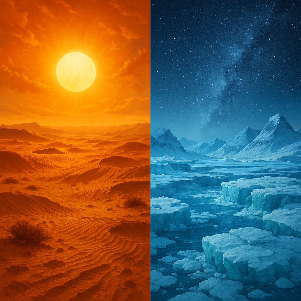 Day and night sides of Earth if rotation stopped - hot desert vs frozen wasteland