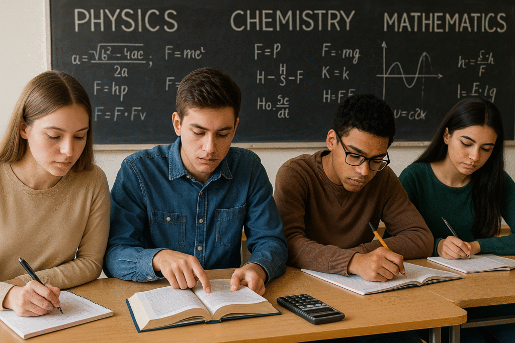 High school students using scientific calculators for STEM subjects